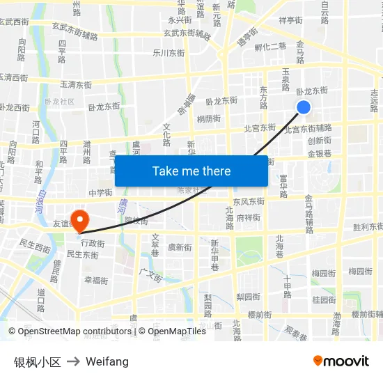 Yingfeng Community to Weifang map