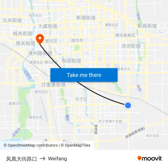 凤凰大街路口 to Weifang map