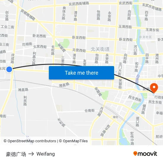 Haode Plaza to Weifang map