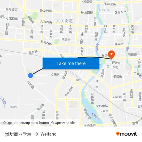 Weifang Business School to Weifang map