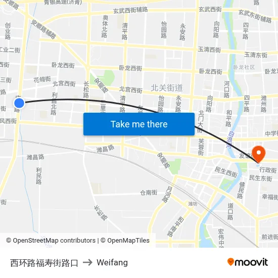 西环路福寿街路口 to Weifang map