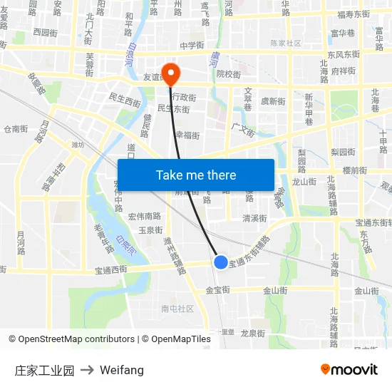 庄家工业园 to Weifang map