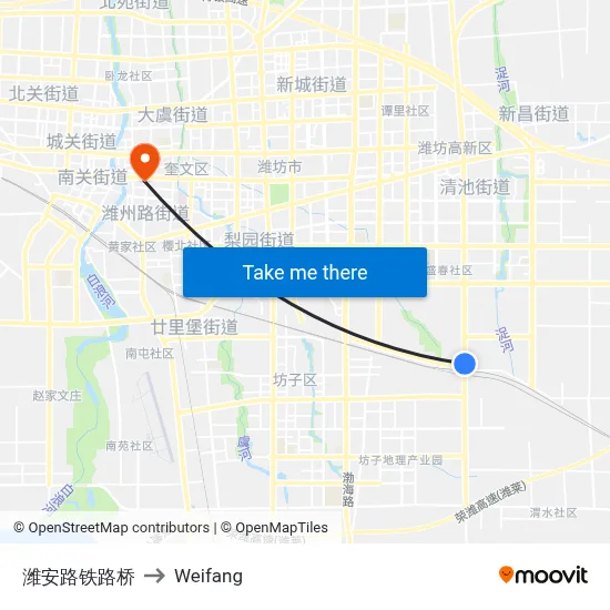 潍安路铁路桥 to Weifang map