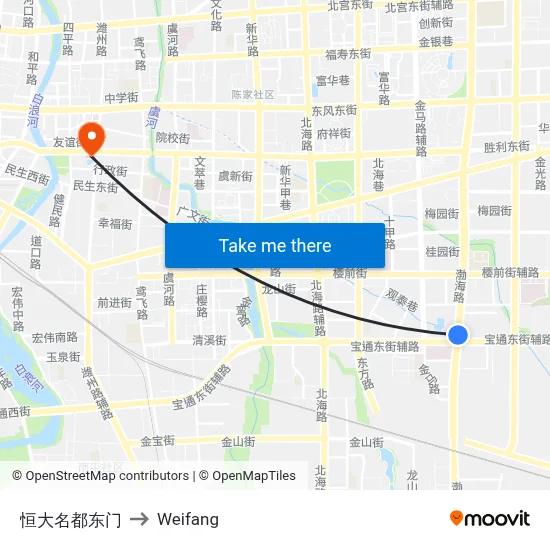 Evergrande Plaza East Gate to Weifang map