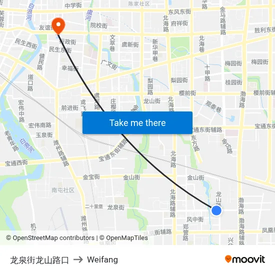 龙泉街龙山路口 to Weifang map