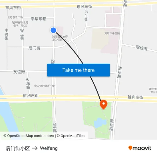 后门街小区 to Weifang map