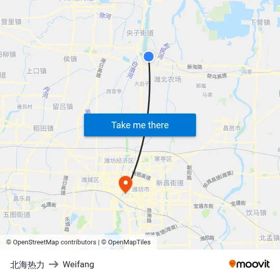 北海热力 to Weifang map