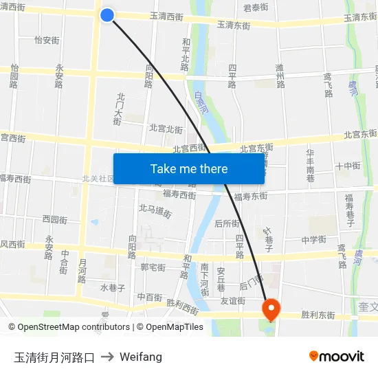 Yuqing Street Yuehe Road Junction to Weifang map