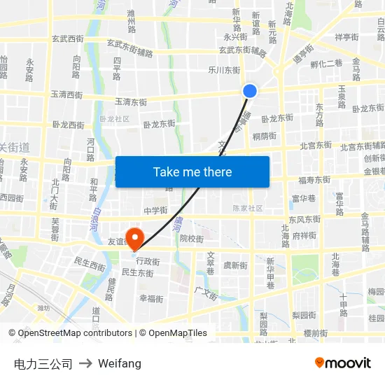 电力三公司 to Weifang map