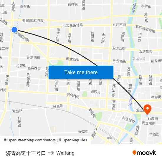 济青高速十三号口 to Weifang map