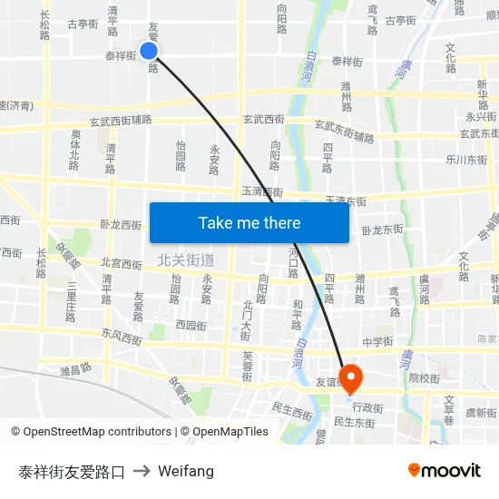 Taixiang Street Youai Road Junction to Weifang map