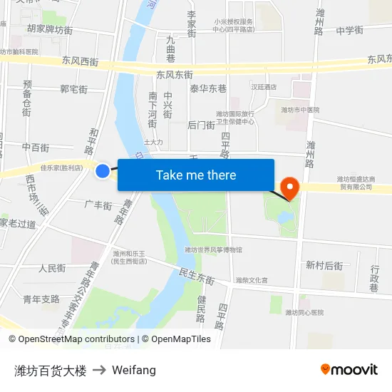 潍坊百货大楼 to Weifang map