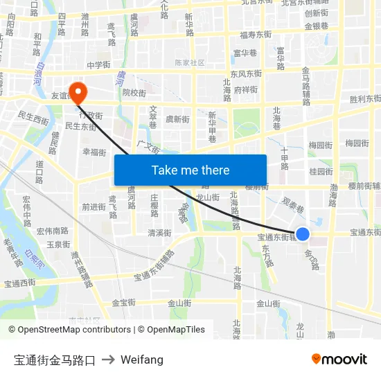 宝通街金马路口 to Weifang map