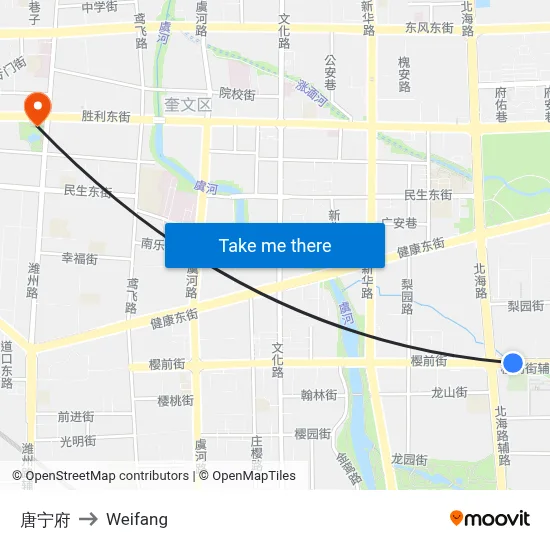 Tanning Mansion to Weifang map