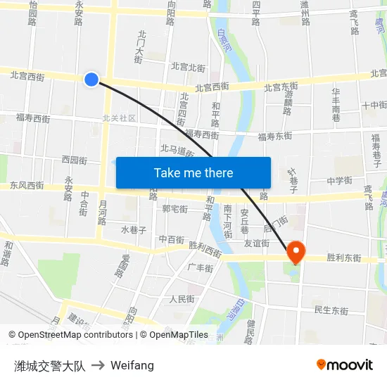 潍城交警大队 to Weifang map