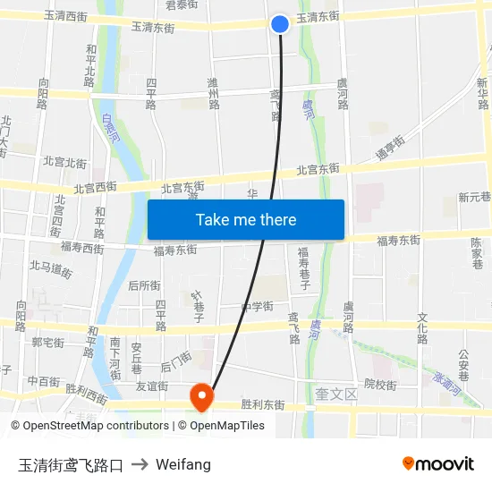 Yuqing Street & Yuanfei Road Intersection to Weifang map