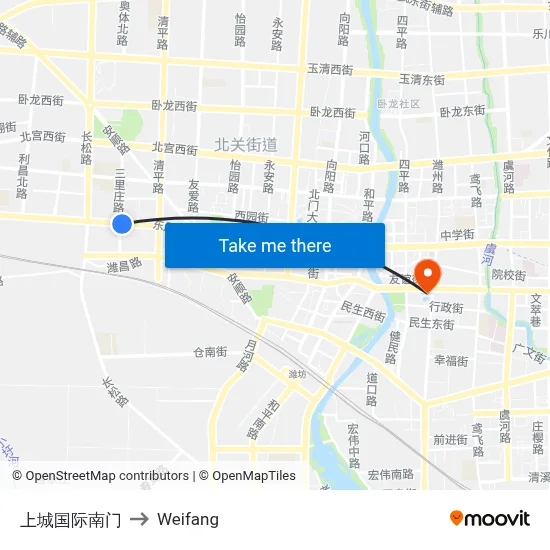 Upper City International South Gate to Weifang map