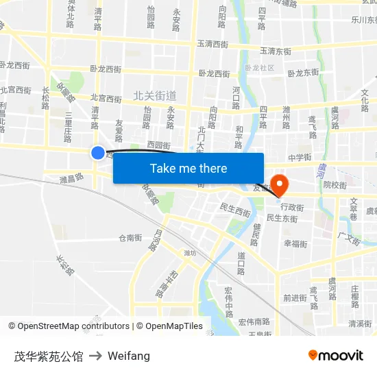 Maohua Ziyuan Mansion to Weifang map
