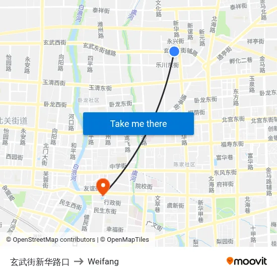 Xuanwu Street Xinhua Road Intersection to Weifang map