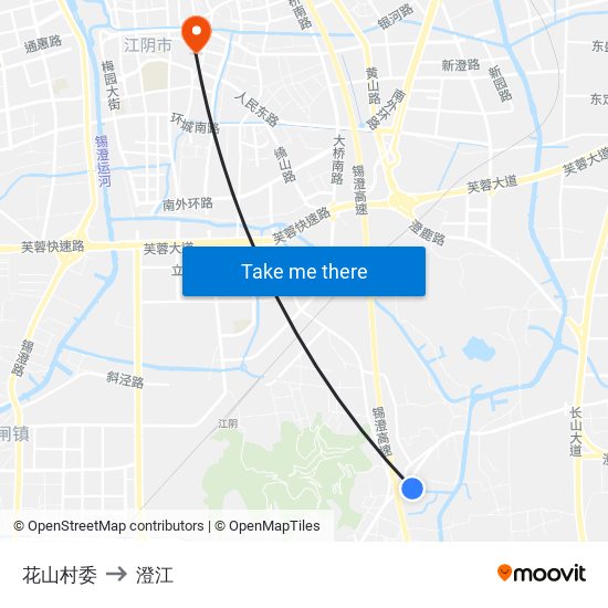花山村委 to 澄江 map