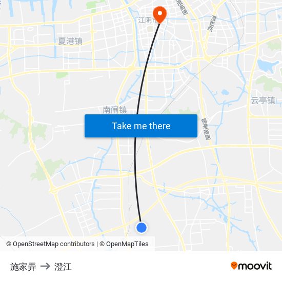 施家弄 to 澄江 map