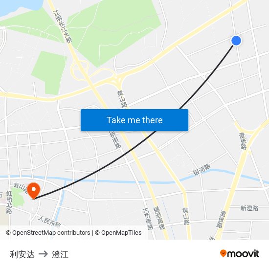 利安达 to 澄江 map