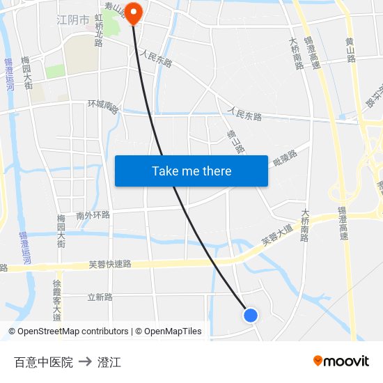 百意中医院 to 澄江 map
