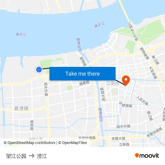 望江公园 to 澄江 map