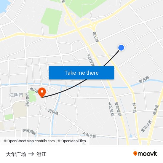 天华广场 to 澄江 map