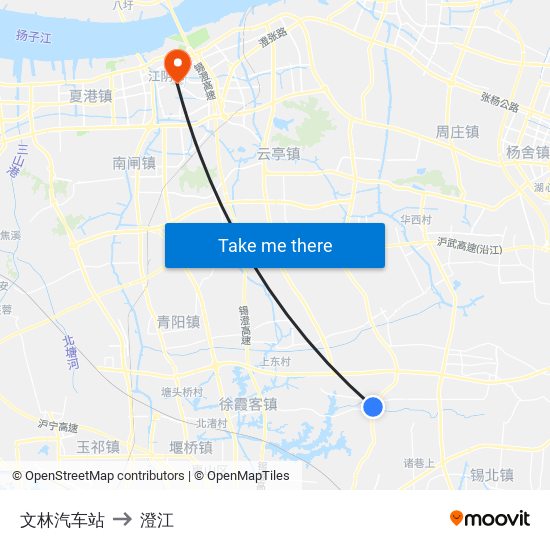 文林汽车站 to 澄江 map