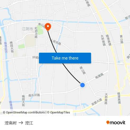 澄南村 to 澄江 map