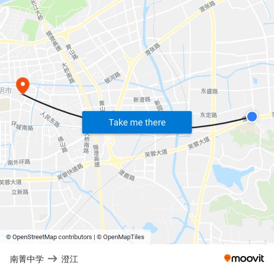南菁中学 to 澄江 map