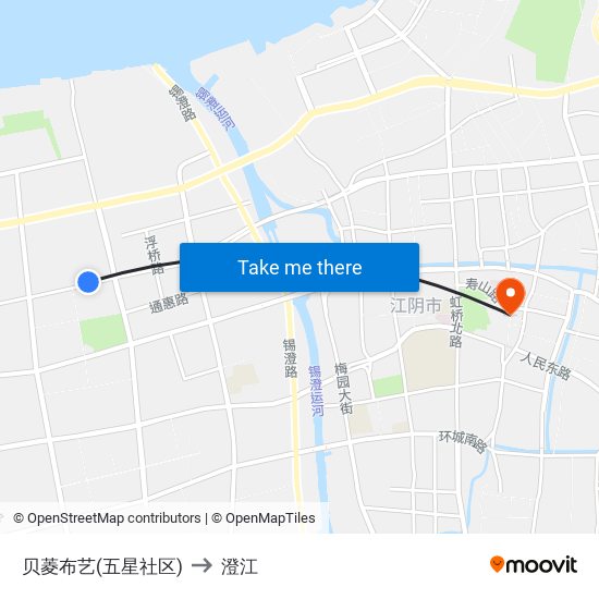 贝菱布艺(五星社区) to 澄江 map