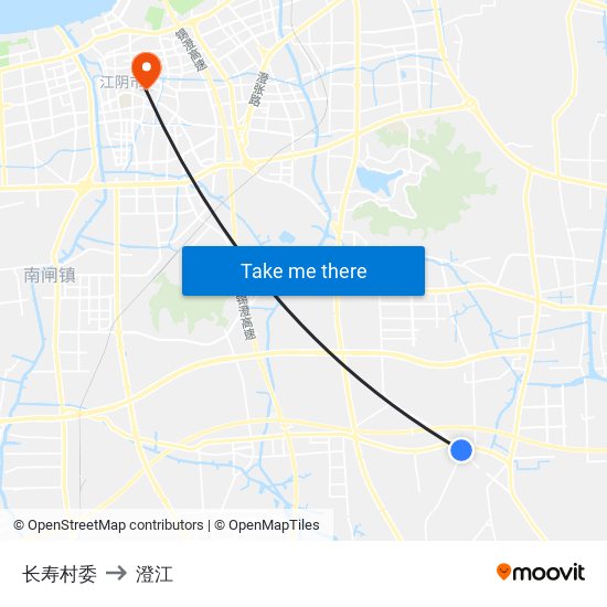 长寿村委 to 澄江 map