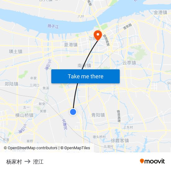 杨家村 to 澄江 map