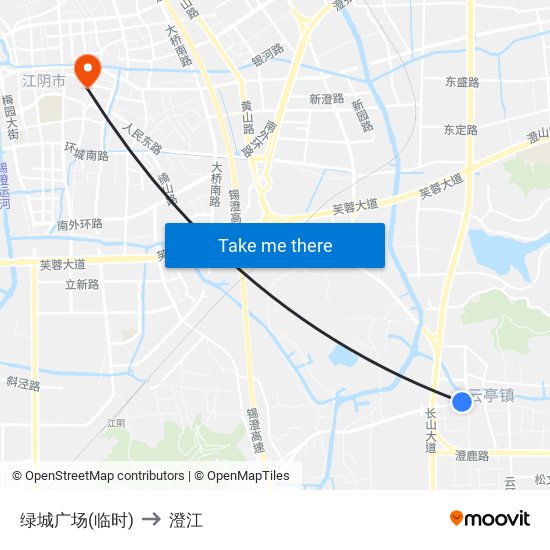 绿城广场(临时) to 澄江 map