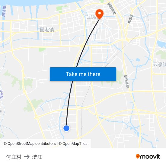 何庄村 to 澄江 map