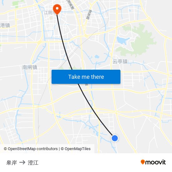 皋岸 to 澄江 map