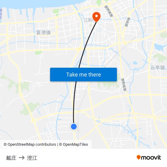 戴庄 to 澄江 map