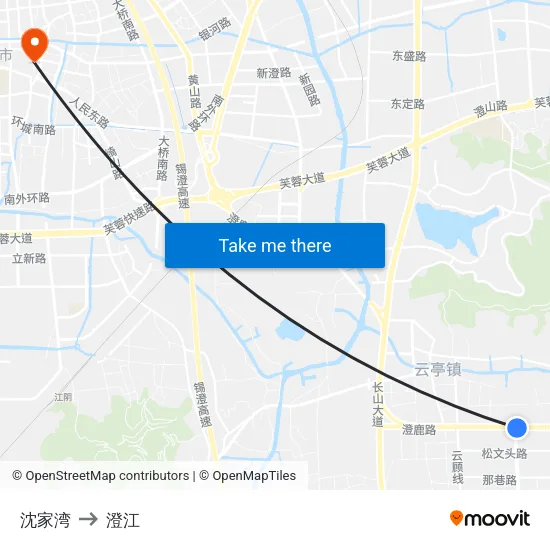 沈家湾 to 澄江 map