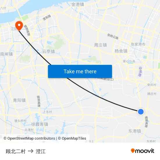 顾北二村 to 澄江 map