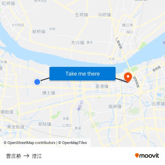 曹庄桥 to 澄江 map
