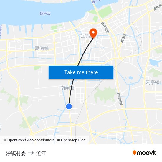涂镇村委 to 澄江 map