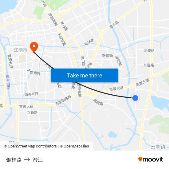 银桂路 to 澄江 map