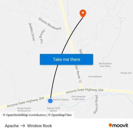 Apache to Window Rock map