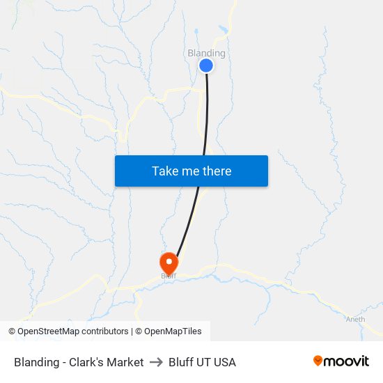 Blanding - Clark's Market to Bluff UT USA map