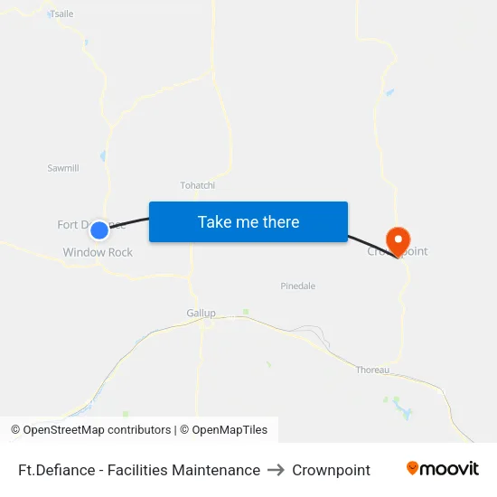 Ft.Defiance - Facilities Maintenance to Crownpoint map