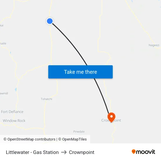 Littlewater - Red Mesa Store to Crownpoint map