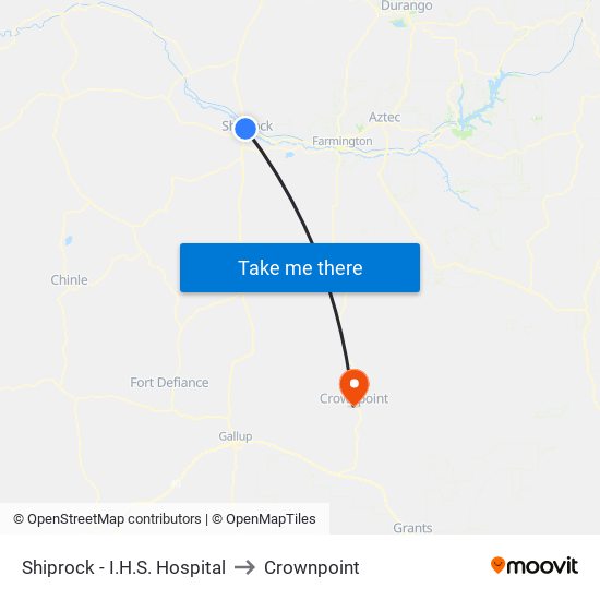 Shiprock - I.H.S. Hospital to Crownpoint map