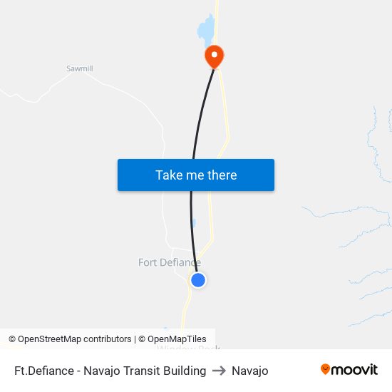 Ft.Defiance - Navajo Transit Building to Navajo map